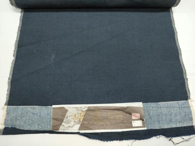 平和屋着物▼男性 紬 反物 着尺 アンサンブル 青褐色 証紙付き 逸品 未使用 DABE3513we