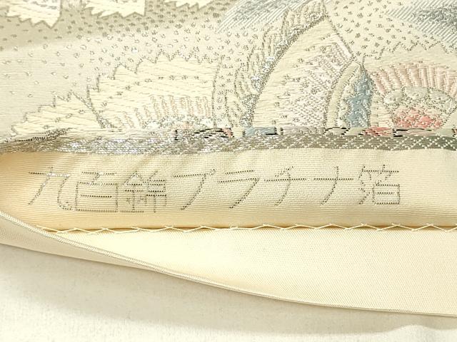 平和屋着物◎六通柄袋帯 唐織 九百錦 更紗花唐草文 プラチナ箔 正絹 逸品 DABE3539qp