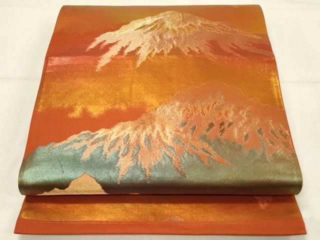 平和屋着物◎六通柄袋帯 遠山文 金糸 引箔 正絹 逸品 DABE3545qp