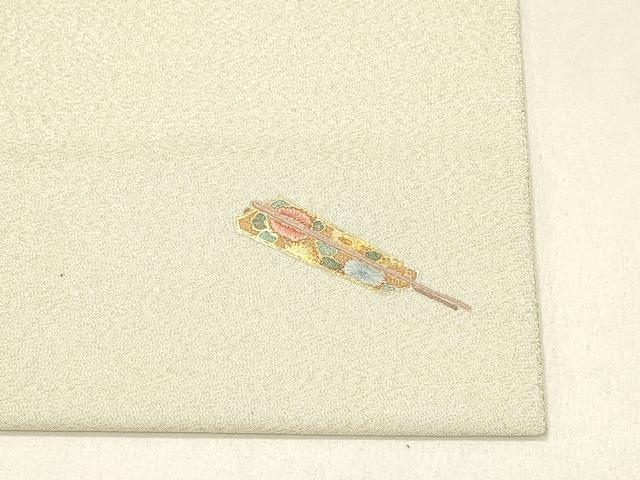 平和屋着物◎太鼓柄袋帯 刺繍 扇面花文 金銀彩 正絹 逸品 DABE3561qp