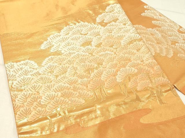 平和屋着物◎九寸名古屋帯 松文 金糸 正絹 逸品 DABE3695qp