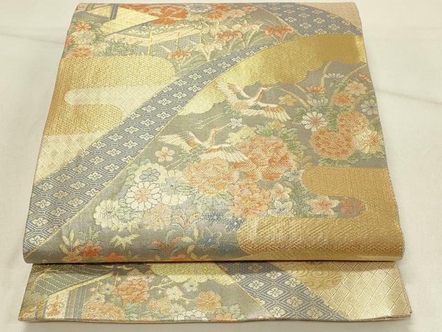 平和屋着物◎宝珠本佐賀錦 六通柄袋帯 花鳥吉祥文 九百錦 金糸 正絹 逸品 DABE3699qp