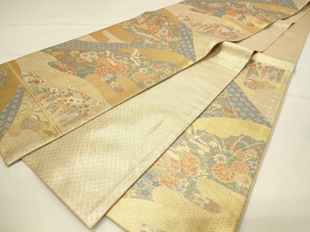 平和屋着物◎宝珠本佐賀錦 六通柄袋帯 花鳥吉祥文 九百錦 金糸 正絹 逸品 DABE3699qp