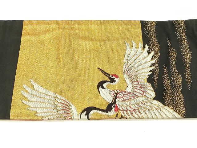 平和屋着物◎アンティーク 大正ロマン 九寸名古屋帯 飛鶴文 金糸 正絹 逸品 DABE3728qp