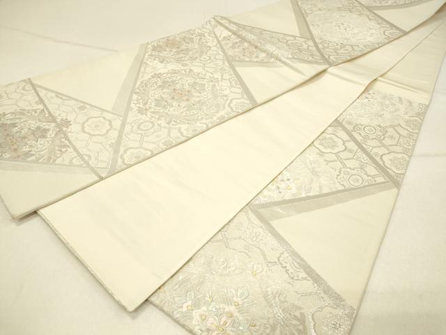 平和屋着物◎六通柄袋帯 唐織 正倉院花鳥文 金銀糸 正絹 逸品 DABE3742qp