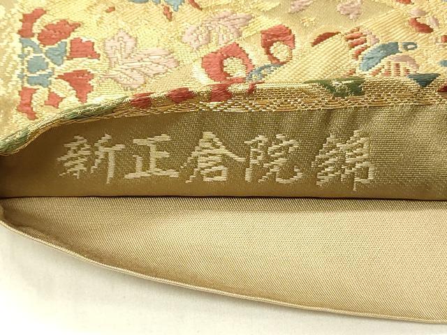 平和屋着物◎六通柄袋帯 唐織 新正倉院錦 本草木染 鳳凰花文 金糸 正絹 逸品 DABE3818qp