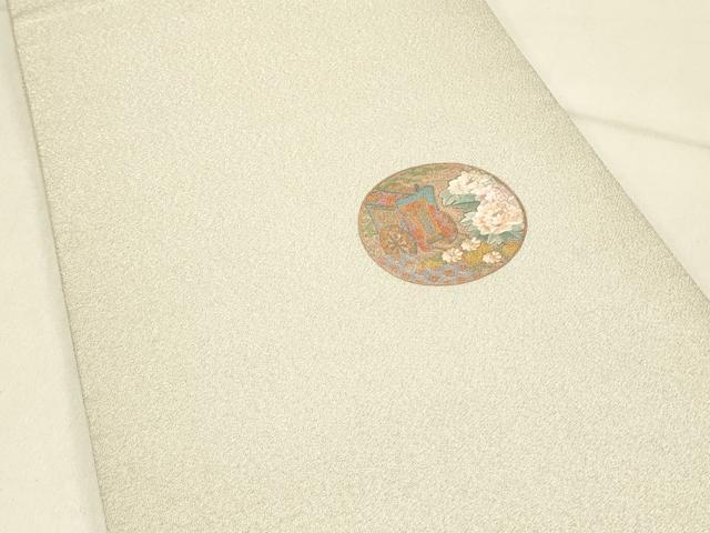 平和屋着物◎明綴れ 太鼓柄袋帯 刺繍 草花御所車丸文 金銀彩 正絹 逸品 DABE3854qp