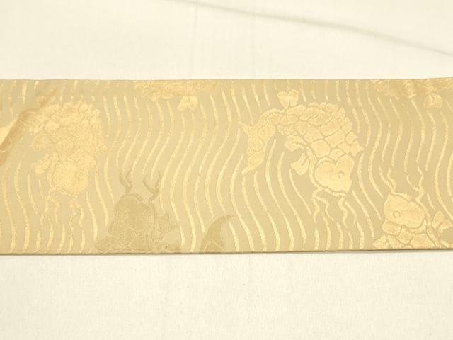 平和屋着物◎九寸名古屋帯 荒磯 金糸 正絹 逸品 DABE3982qp