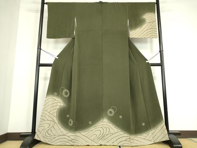 平和屋着物●訪問着 立波文 暈し染め 鬼しぼ縮緬 金彩 正絹 逸品 DABE4009az