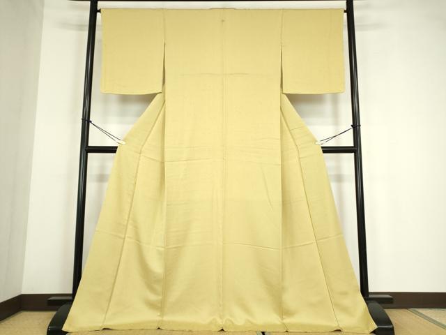 平和屋着物●上質な色無地 草花地紋 淡黄色 ロング丈 正絹 逸品 未使用 DABE4025az
