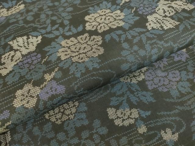 平和屋着物●本場大島紬 9マルキ 流水風景花文 正絹 逸品 DABE4038az