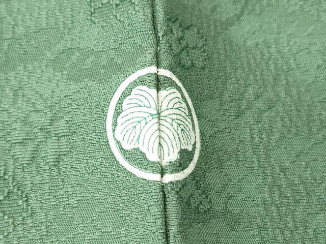 平和屋着物●上質な色無地 花松地紋 千草色 正絹 逸品 DABE4053az