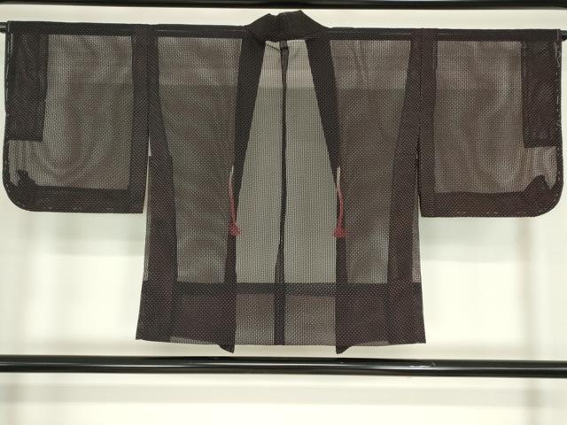 平和屋着物▽羽織 スリーシーズン 春夏秋 塵除け 網目文 黒地 正絹 逸品 DABE4128az