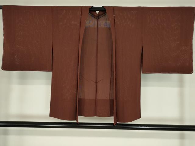平和屋着物▽羽織 スリーシーズン 春夏秋 塵除け 絽 舞葉紋紗 海老茶色 正絹 逸品 DABE4130az