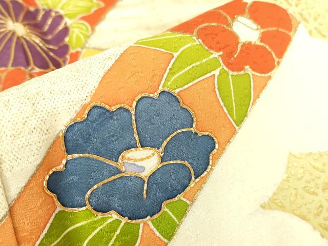 平和屋着物▽訪問着 単衣 駒刺繍 雲取り吉祥花文 金彩 正絹 逸品 DABE4141az