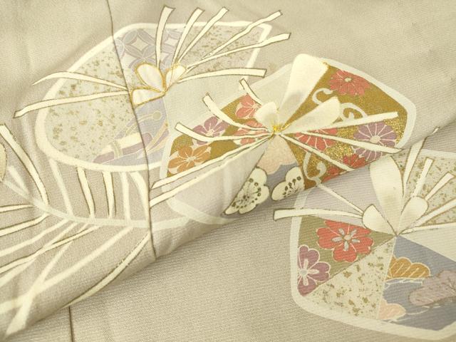 平和屋着物▽訪問着 単衣 駒刺繍 若松葉花文 金彩 正絹 逸品 DABE4142az