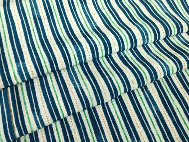 平和屋着物▽上質な小紋 単衣 縞 正絹 逸品 DABE4146az
