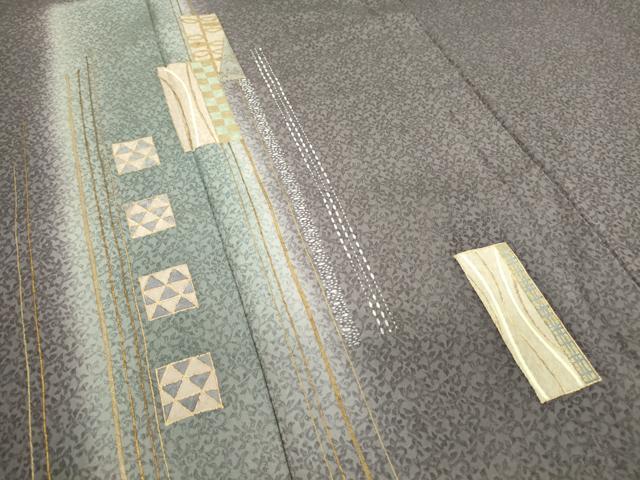 平和屋着物▽訪問着 単衣 短冊文 暈し染め 金彩 正絹 逸品 DABE4217az