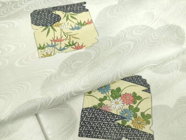 平和屋着物▽小紋 単衣 破れ色紙花文 高島屋扱い 洗える着物 DABE4224az