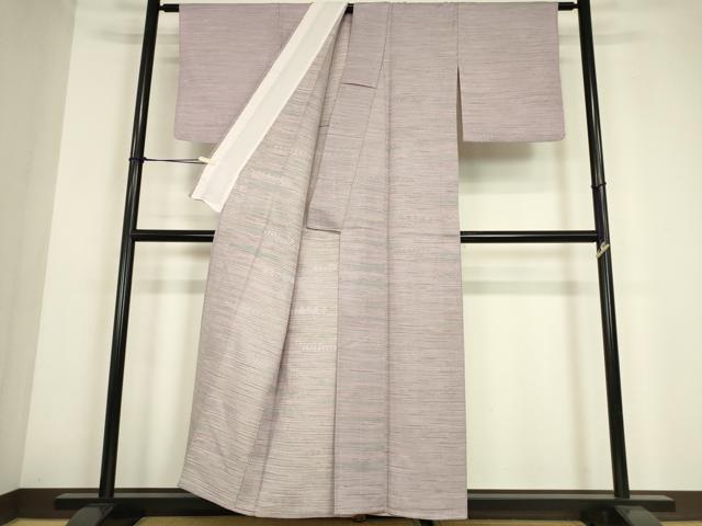 平和屋着物▽上質な紬 単衣 横段文 正絹 逸品 DABE4225az