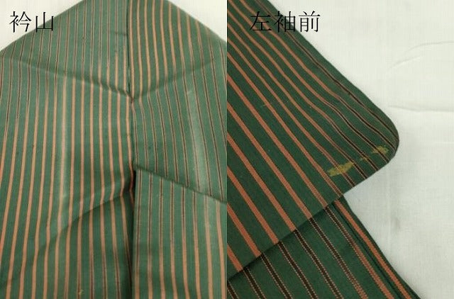 平和屋着物▽上質な紬 単衣 縞 正絹 逸品 DABE4233az