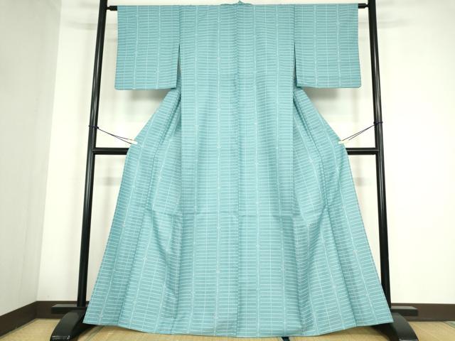 平和屋着物▽小紋 単衣 格子花文 洗える着物 DABE4301az