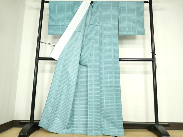 平和屋着物▽小紋 単衣 格子花文 洗える着物 DABE4301az