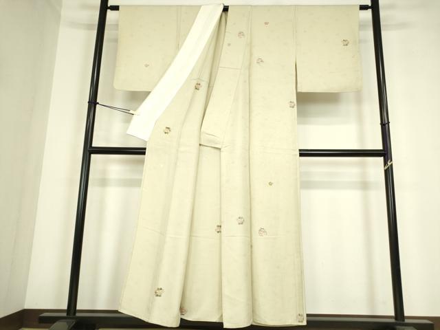 平和屋着物▽上質な小紋 単衣 作家物 花丸文 正絹 逸品 DABE4304az
