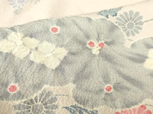 平和屋着物▽上質な小紋 単衣 雲取り花文 正絹 逸品 DABE4315az