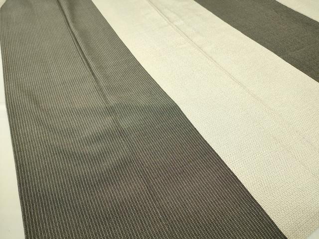 平和屋着物▽本塩沢 単衣 間道 110亀甲 正絹 逸品 DABE4319az