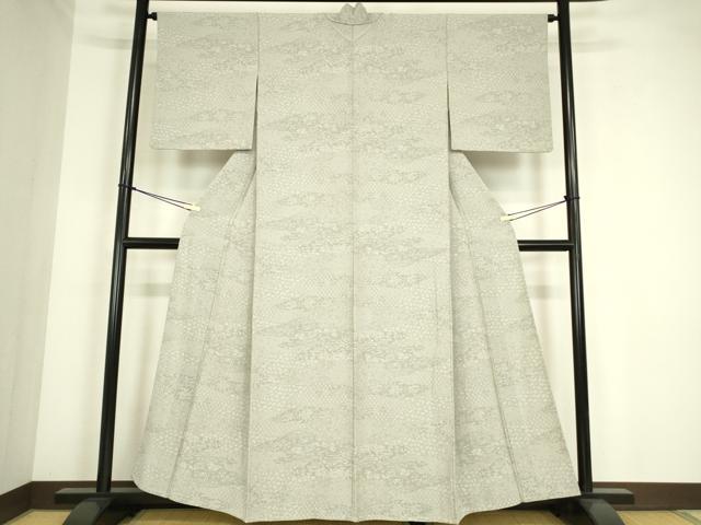 平和屋着物▽江戸小紋 単衣 流水花鳥文 正絹 逸品 DABE4324az