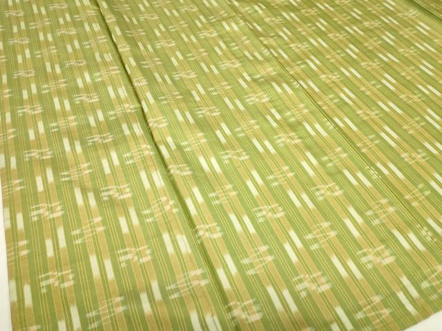 平和屋着物▽本場琉球絣 紬 単衣 反端付き 正絹 逸品 DABE4326az