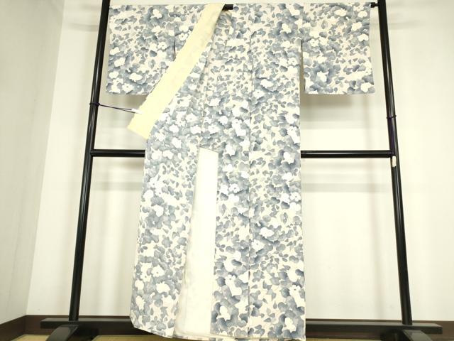 平和屋着物▽上質な小紋 単衣 草花文 正絹 逸品 DABE4331az