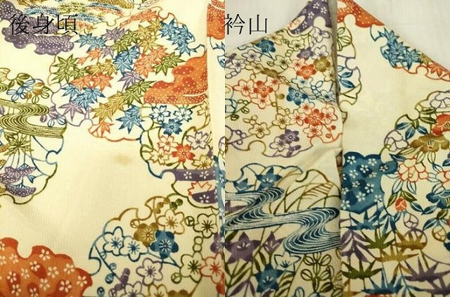 平和屋着物▽上質な小紋 単衣 型染 雪輪吉祥花文 正絹 逸品 DABE4341az