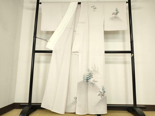 平和屋着物▽訪問着 単衣 樹林風景文 暈し染め 正絹 逸品 DABE4343az