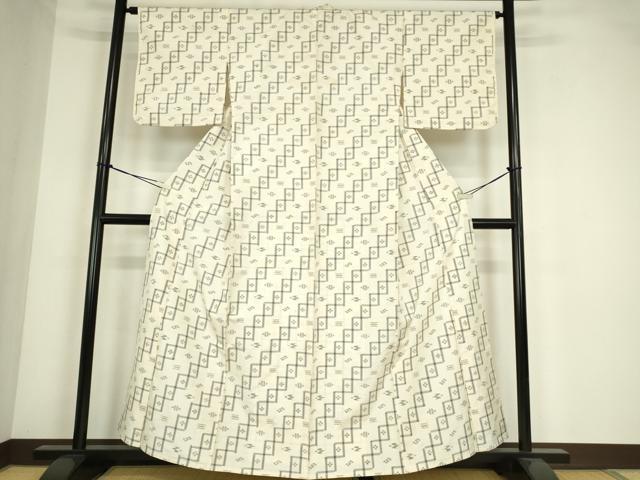 平和屋着物▽本場琉球絣 紬 単衣 正絹 逸品 DABE4393az