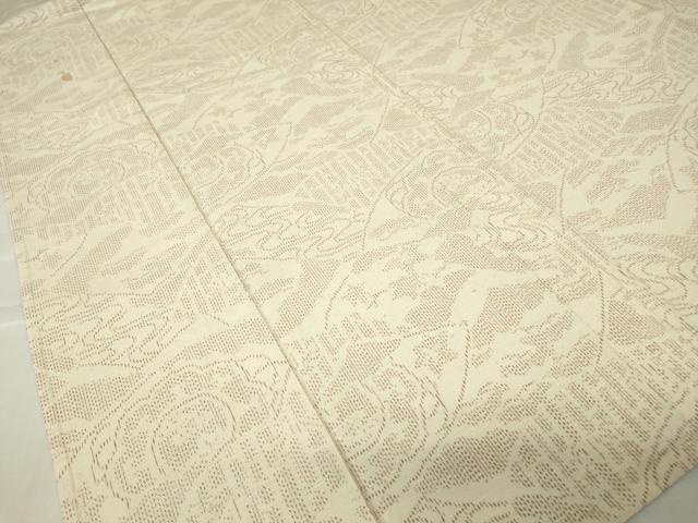 平和屋着物▽上質な紬 単衣 地紙流水松文 正絹 逸品 DABE4406az