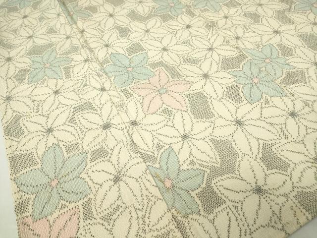平和屋着物▽本塩沢 単衣 花尽くし 正絹 逸品 DABE4413az