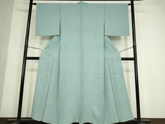平和屋着物▽上質な色無地 単衣 霞地紋 浅縹色 正絹 逸品 DABE4426az
