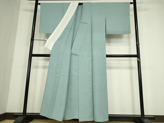 平和屋着物▽上質な色無地 単衣 霞地紋 浅縹色 正絹 逸品 DABE4426az