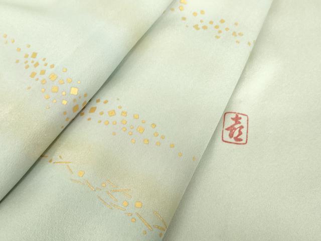 平和屋着物▽人間国宝 福田喜三郎 訪問着 単衣 霞文 金彩 正絹 逸品DABE4451az