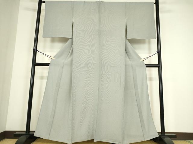 平和屋着物▽江戸小紋 単衣 万筋 錆鼠色×月白色 正絹 逸品 DABE4471az