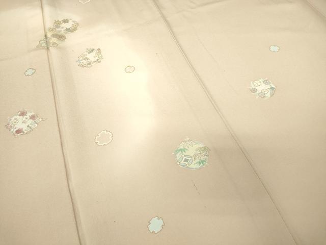 平和屋着物▽訪問着 単衣 雪輪花文 暈し染め 金彩 正絹 逸品 DABE4476az