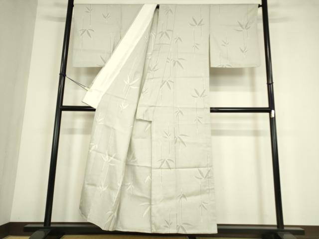 平和屋着物▽上質なお召 単衣 笹竹文 正絹 逸品 DABE4477az