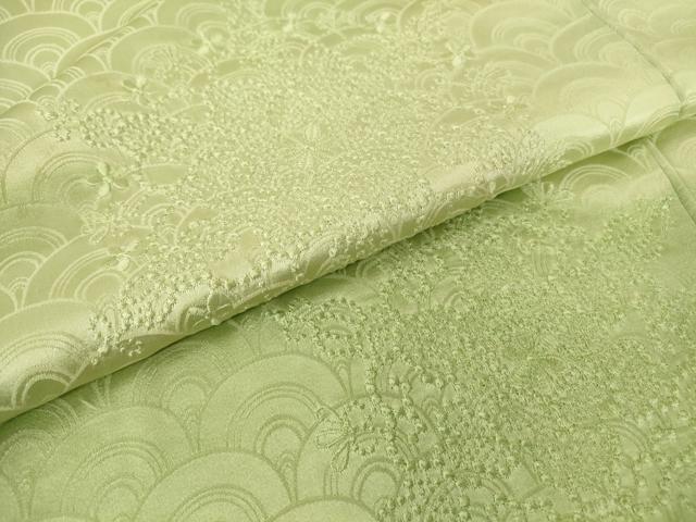 平和屋着物▽訪問着 単衣 刺繍 正倉院青海波花文 暈し染め 正絹 逸品 DABE4479az