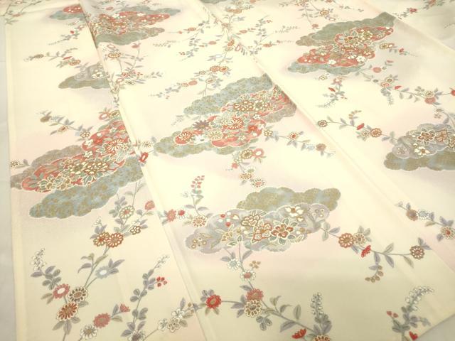 平和屋着物▽上質な小紋 単衣 雲取り花文 金彩 正絹 逸品 DABE4484az