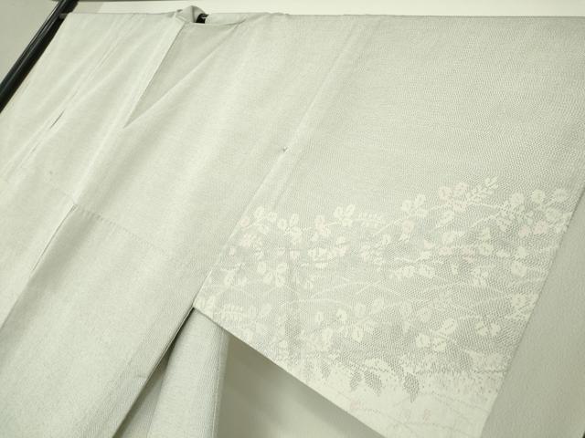 平和屋着物▽本塩沢 訪問着 単衣 草花文 正絹 逸品 DABE4516az