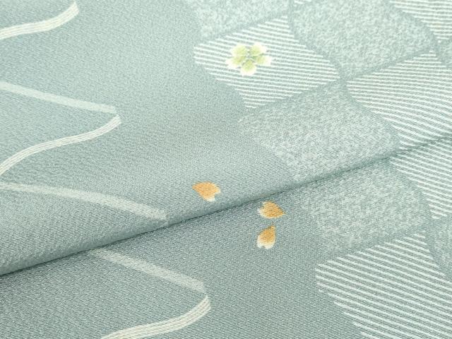 平和屋着物▽上質な小紋 単衣 舞桜瓦文 正絹 逸品 DABE4518az