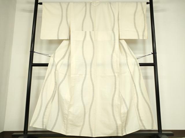 平和屋着物▽上質な紬 単衣 立涌文 正絹 逸品 DABE4522az