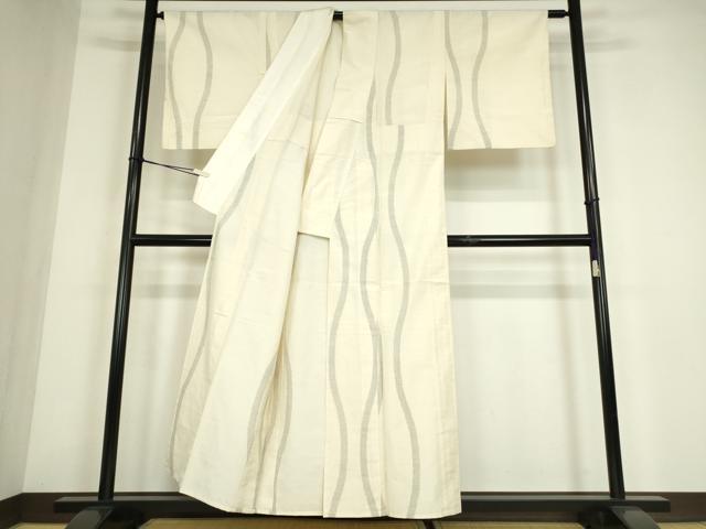 平和屋着物▽上質な紬 単衣 立涌文 正絹 逸品 DABE4522az